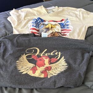 Others Follow Cream and Gray Graphic Tees